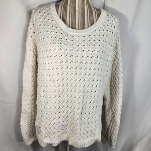 Old Navy White Ribbed Sides Long Sleeve Sweater Size Medium